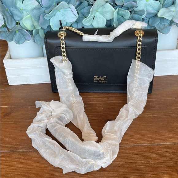 NWT ZAC Zac Posen Black Crossbody with Pearl Accents - Picture 3 of 8